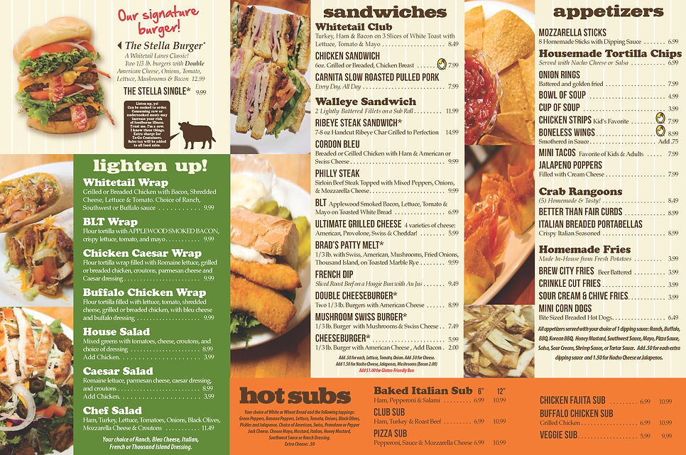 MENU Whitetail Lanes